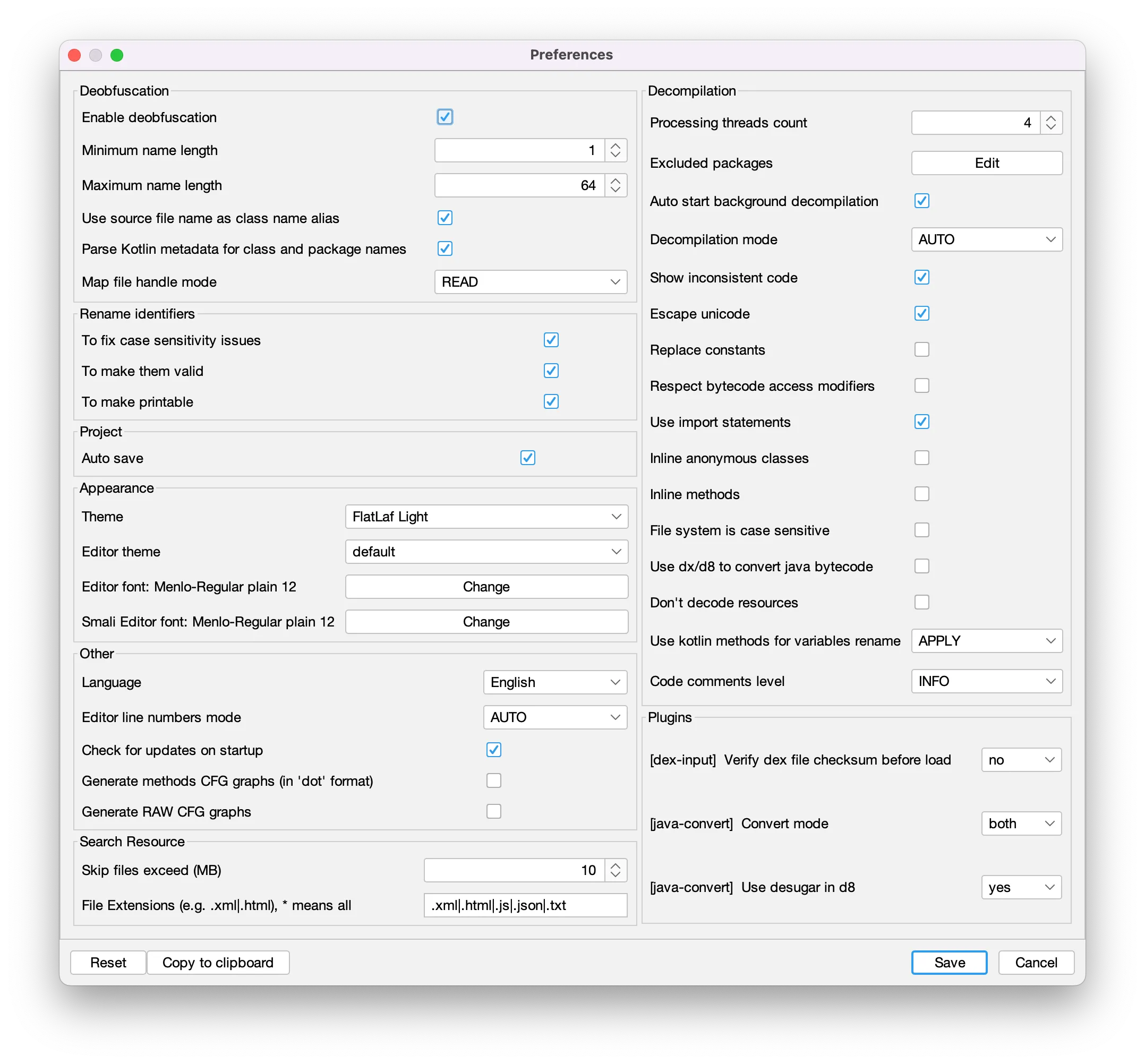 jadx-gui preferences